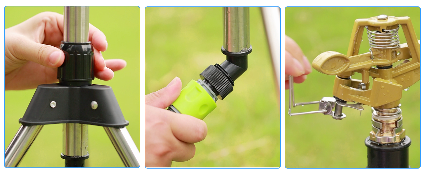 XYADX Impact Sprinkler on Tripod Base, 360 Degree Large