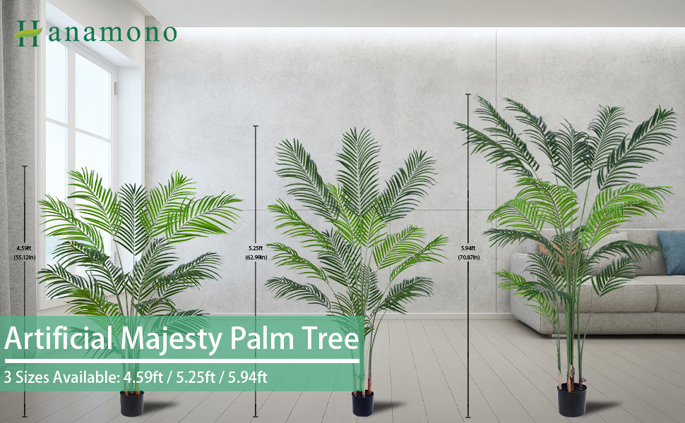 Hanamono 5.25ft Artificial Palm Tree, Potted Faux Plants