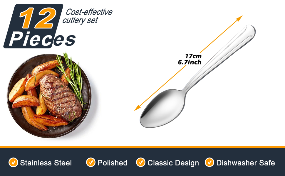 Spoons Set (6.7inch), Hunnycook 24 Pieces Dessert Spoons, Stainless