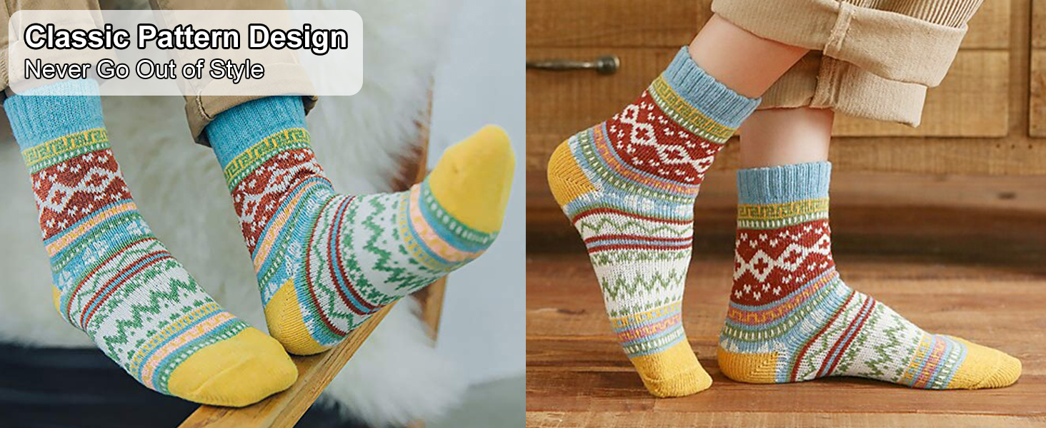 Justay 5pairs Women Socks Merino Wool Winter Thermal Soft Classic