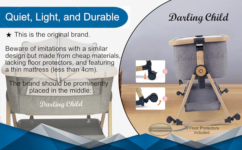 Baby Crib bed 3in1 Moving Rocking Cradle & Bedside Co