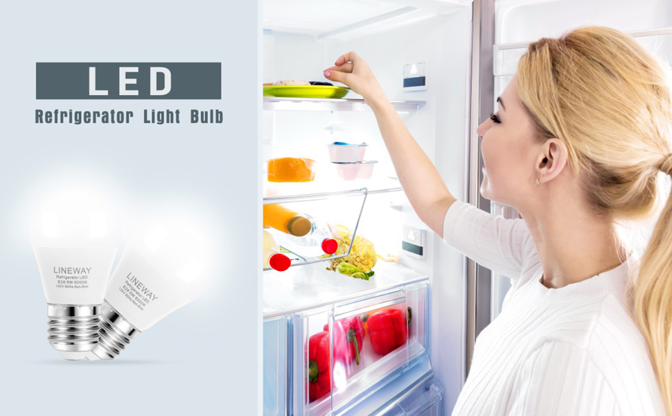 LINEWAY Refrigerator Light Bulb 120V A15 5000K Daylight LED Light Bulbs