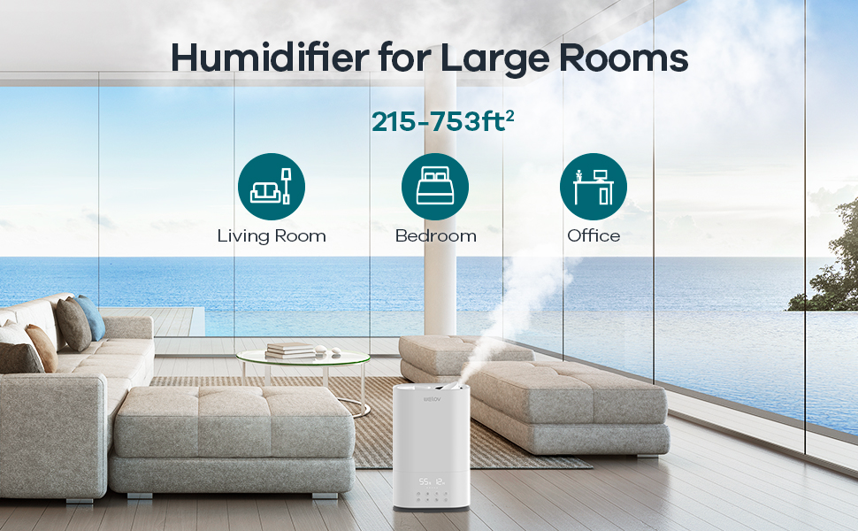 WELOV Air Humidifiers for Bedroom Large Room 5X Faster, 6L