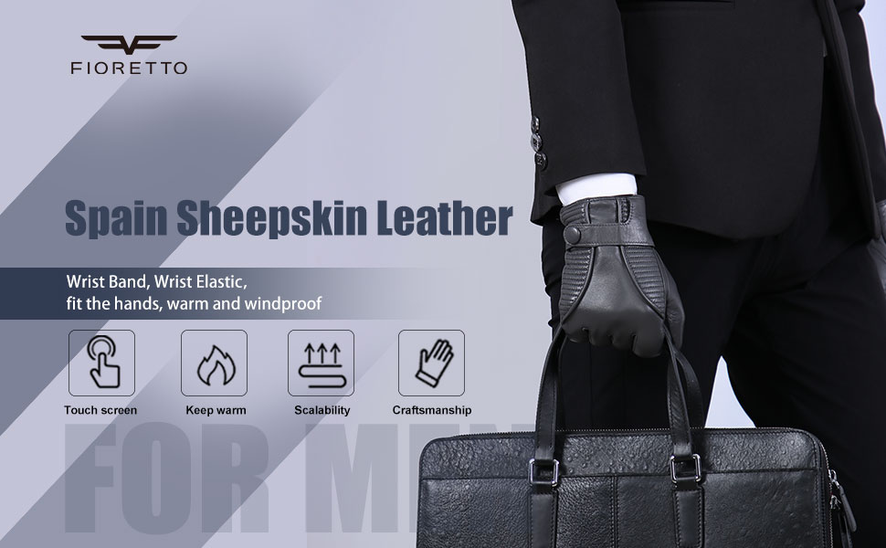 WINTER leather gloves men