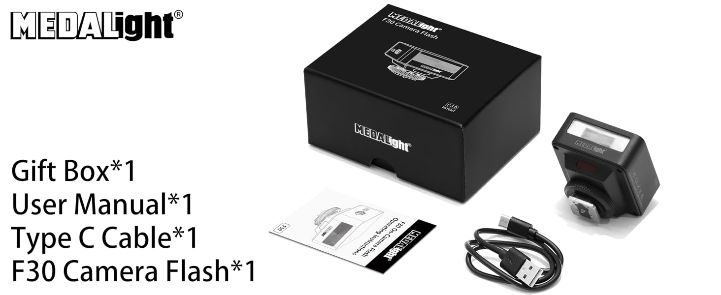 F30 camera flash package included