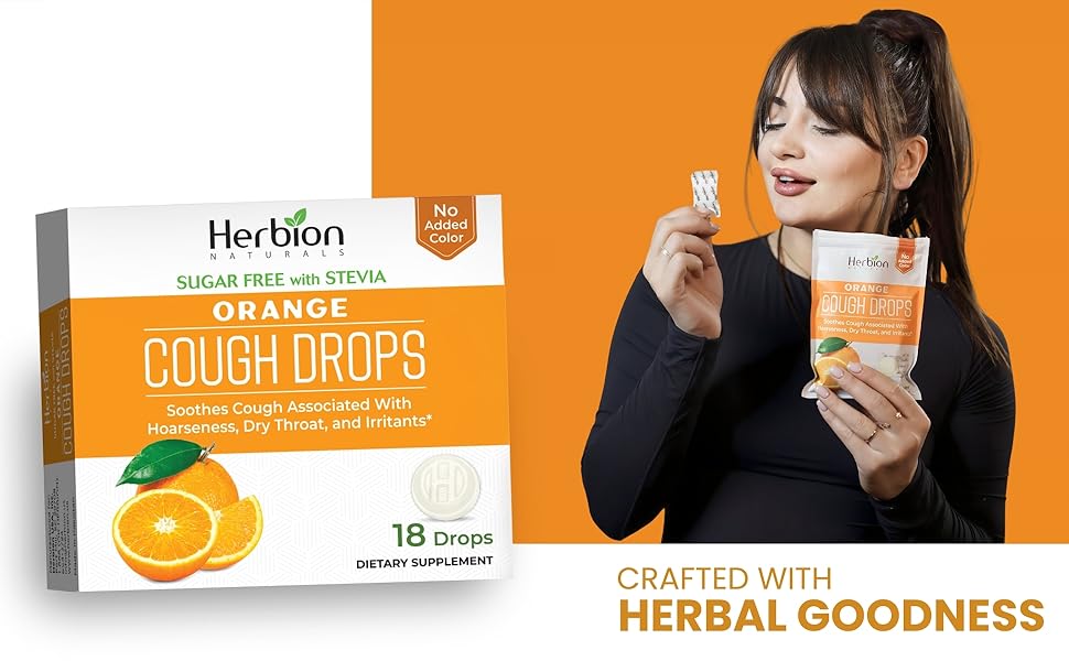 Herbion Natural Herbal Lozenges Cold Cough drops Flu Sore Throat Supplement Kids Sugar free stevia 