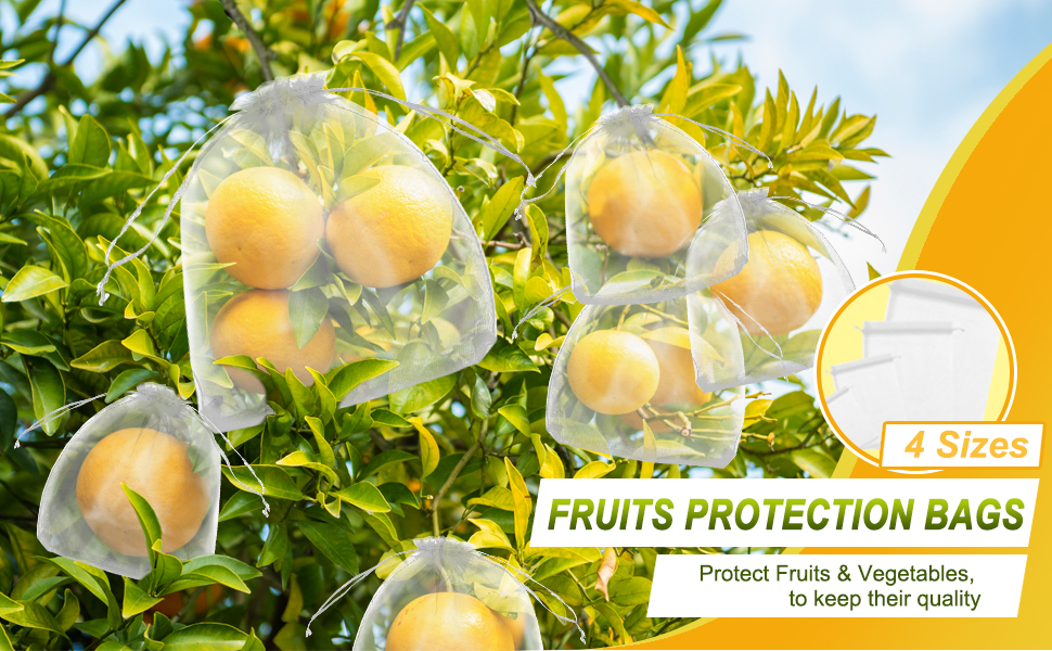 140 PCS Fruit Protection Bags, Fruit Netting Bags, 4 Size
