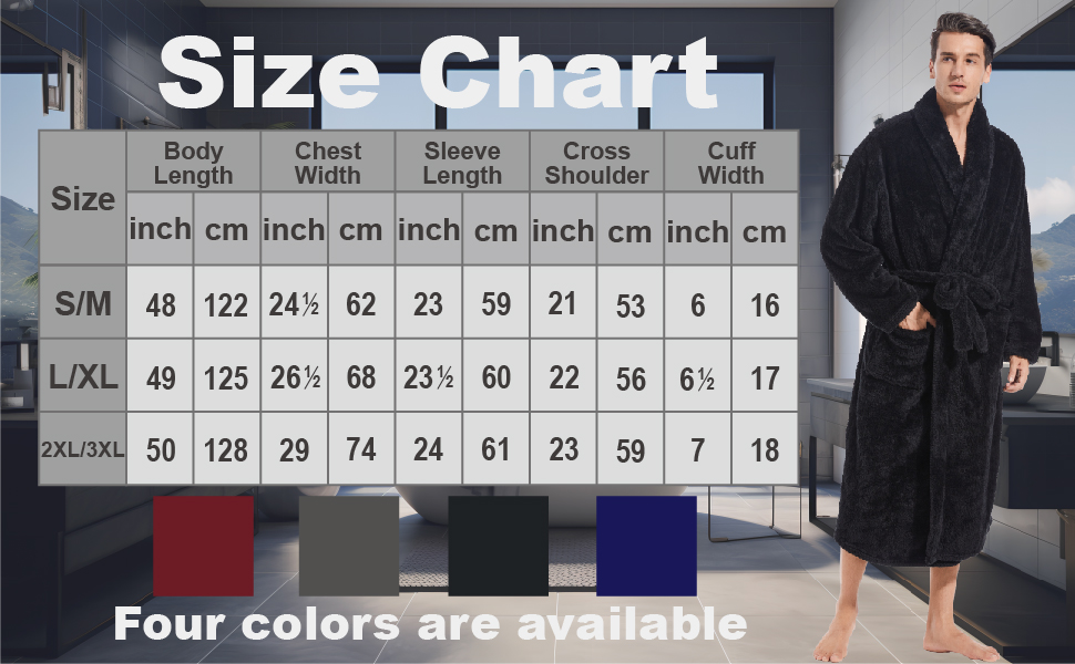 Inner Wish Mens Plush Fleece Robe, Cozy Warm Bathrobe Fuzzy Male Spa