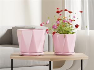 ceramic pink flower pots for indoor table decorative set of 3 6 7 8 9 inch large