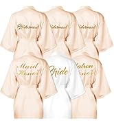 6Pcs Bridesmaids Robes for Wedding, Kimono Robe for Women, Bride | Bridesmaid | Matron of Honor |...