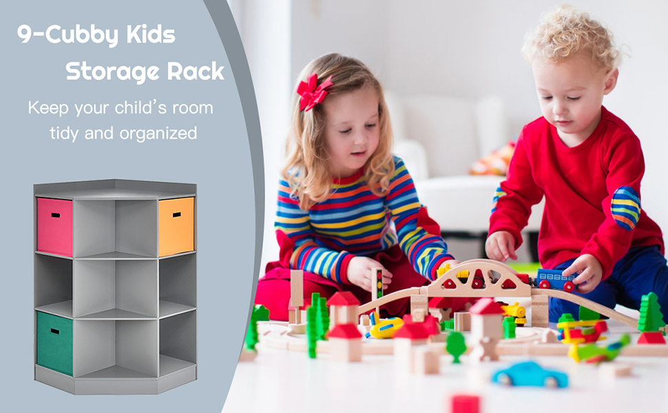 HONEY JOY Kids Toy Storage Organizer, 9Cubby Toy Bin