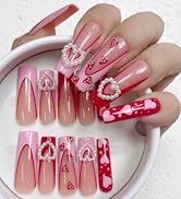 96PCS Extra Long Square Press on Nails – 4 Box Nail Set with Cute Designs | Reusable Fake Nails w...