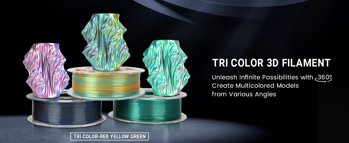 SUNLU Silk Dual Color Pla Filament, Silk PLA 3D Printer Filament 1.75mm, Shiny Silk Texture, Dimensional Accuracy +/- 0.02mm, 1KG Spool (2.2 lbs), PLA Silk Dual Color (Black Green) 16 SUNLU Silk PLA Plus 3D Printer Filament, Dual Color Shiny PLA+ Filament 1.75mm, Silk Textures