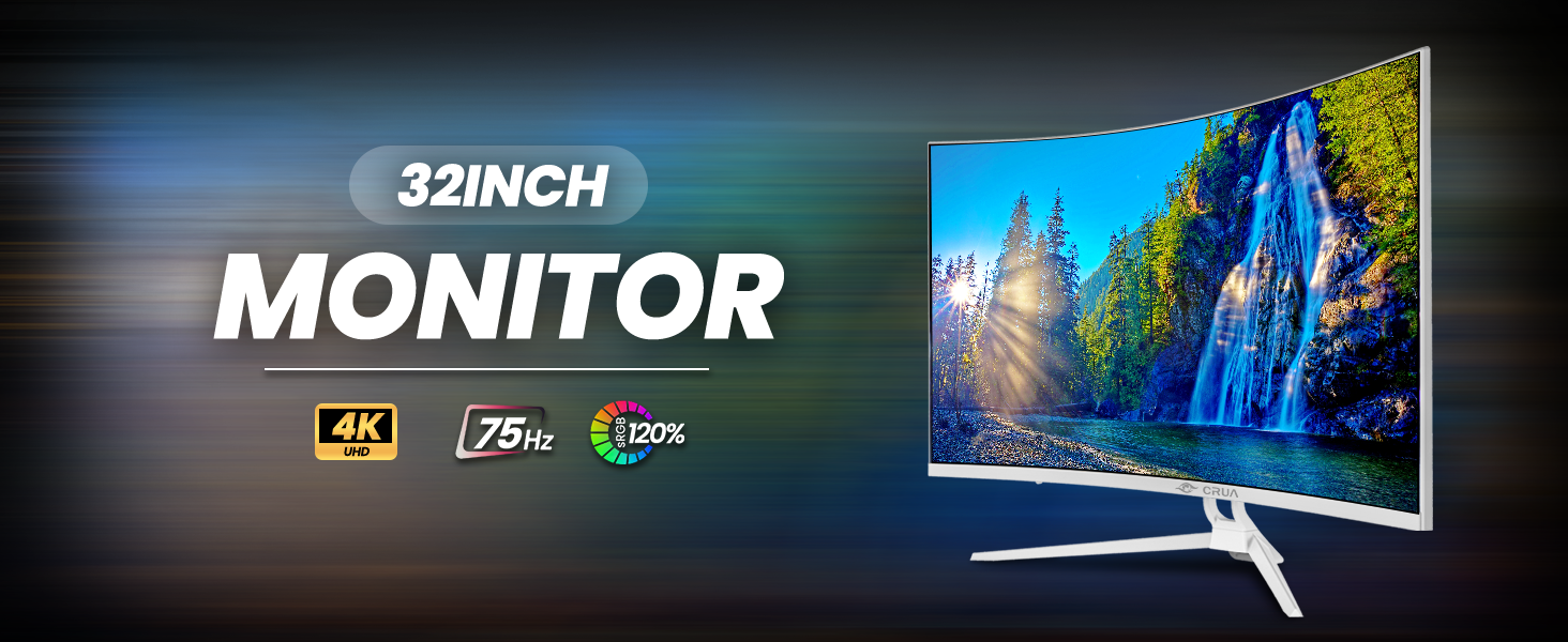 27838201-114f-46b8-86b7-7e8a455e9029.__CR0,0,1464,600_PT0_SX1464_V1___ CRUA 32" White Curved Monitor, 4K UHD(3840*2160P) 1500R VA Screen, 75Hz Computer Monitor Supports AMD Freesync, 120% sRGB, Built-in speakers, Blue Light Filter,Wall Mountable Installs(HDMI 2.0/DP 1.4)