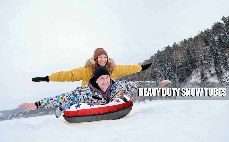 BINGENUO Winter Snow Tubes for Sledding Heavy Duty Snow