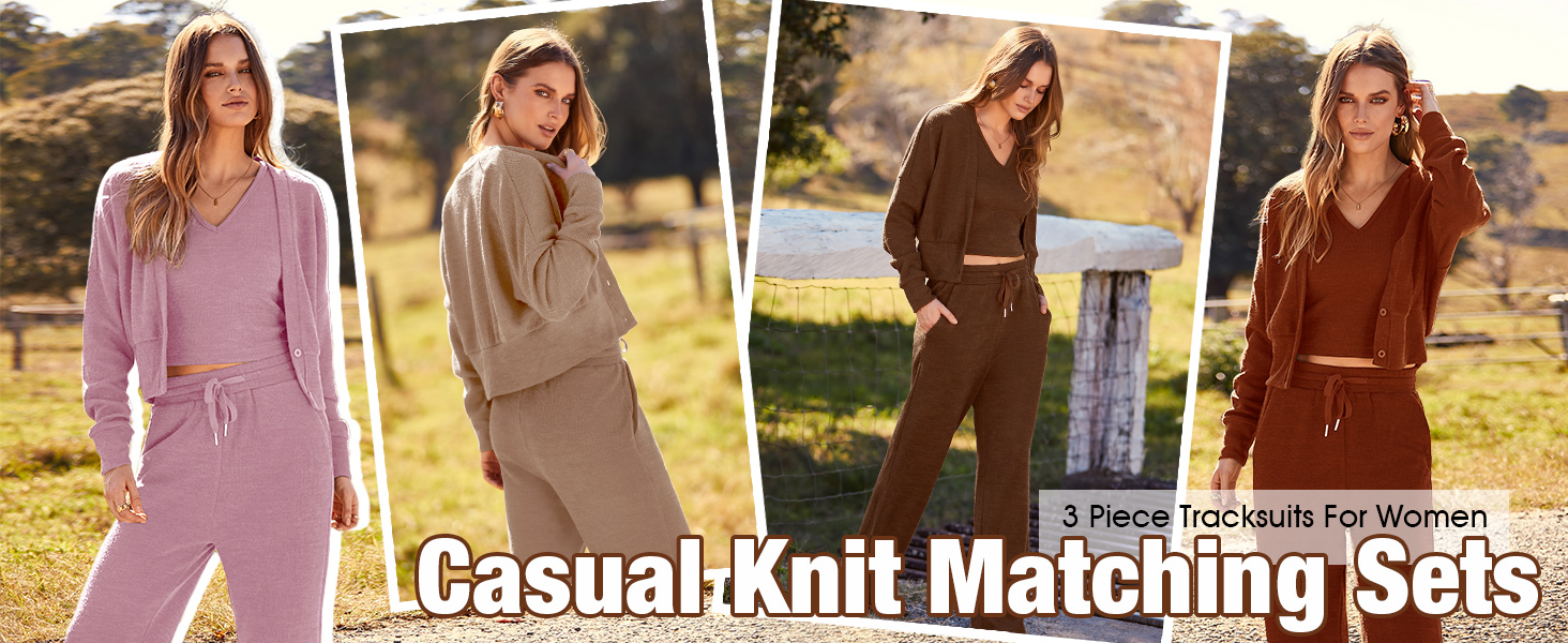 womens lounge sets cardigan tank top pants sets casual knit outfits matching set medium 