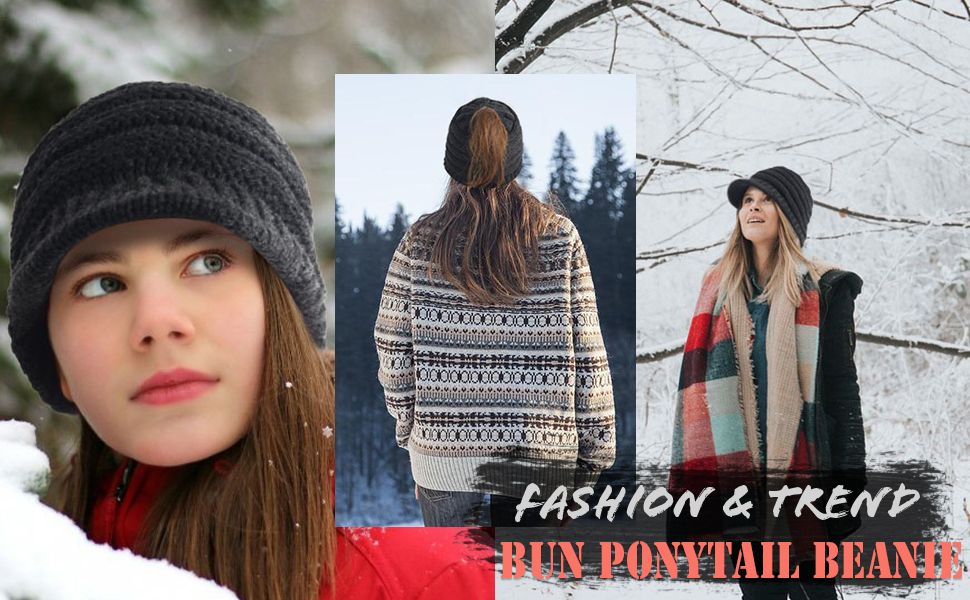 FORBUSITE WOMEN BEANIE VISOR HAT WITH BILL 