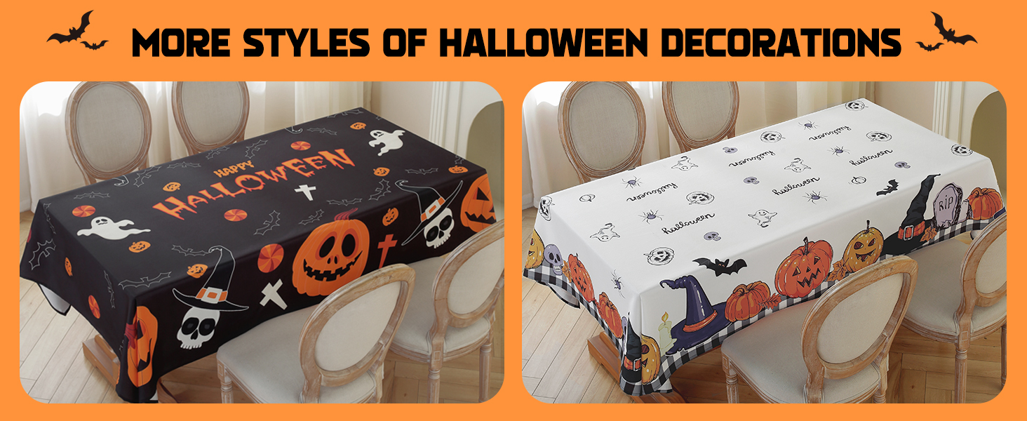 Halloween Tablecloth Pumpkin Ghost Spider Print Scary