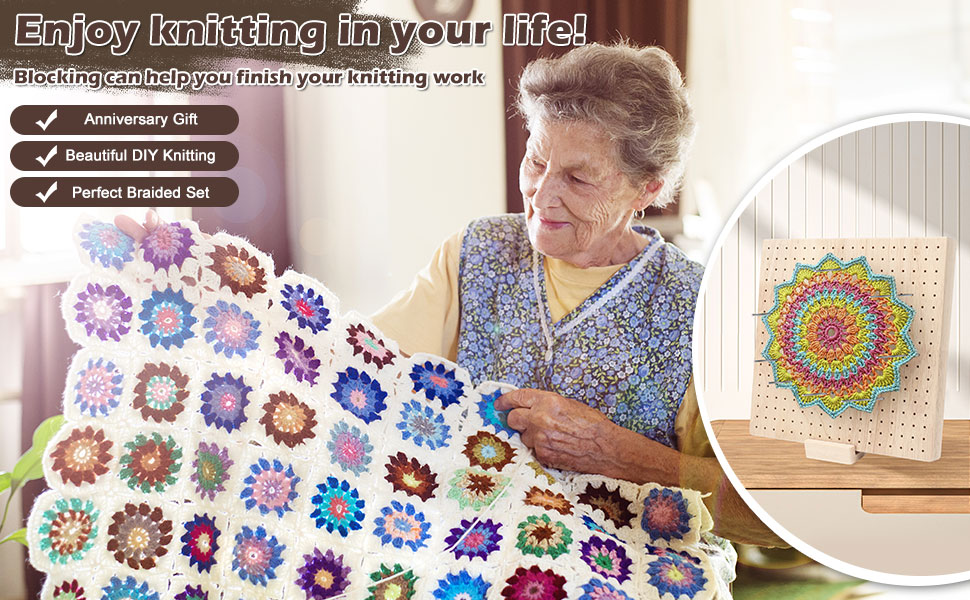 Blocking Board for Crochet, Wooden Crochet Blocking Board and 25 Pins