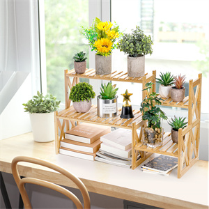 Amazon.com : Lawei 2 Tier Bamboo Tabletop Plant Stand