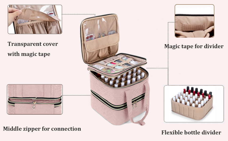 YARWO Nail Polish Organizer Case Holds 72 Bottles (15ml/0.