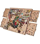 Becko US Puzzle Board with 4 Drawers, Jigsaw Puzzle Table with Fully Flannelette Covered, Portabl...