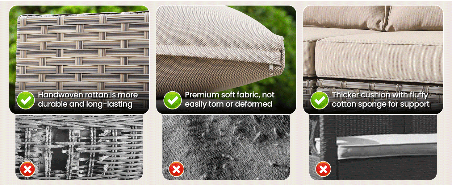 patio outdoor furniture set  rattan sofa porch modern comfy