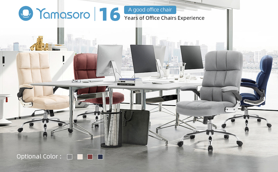 YAMASORO Ergonomic Velvet Office Chair with FlipUp Armrest