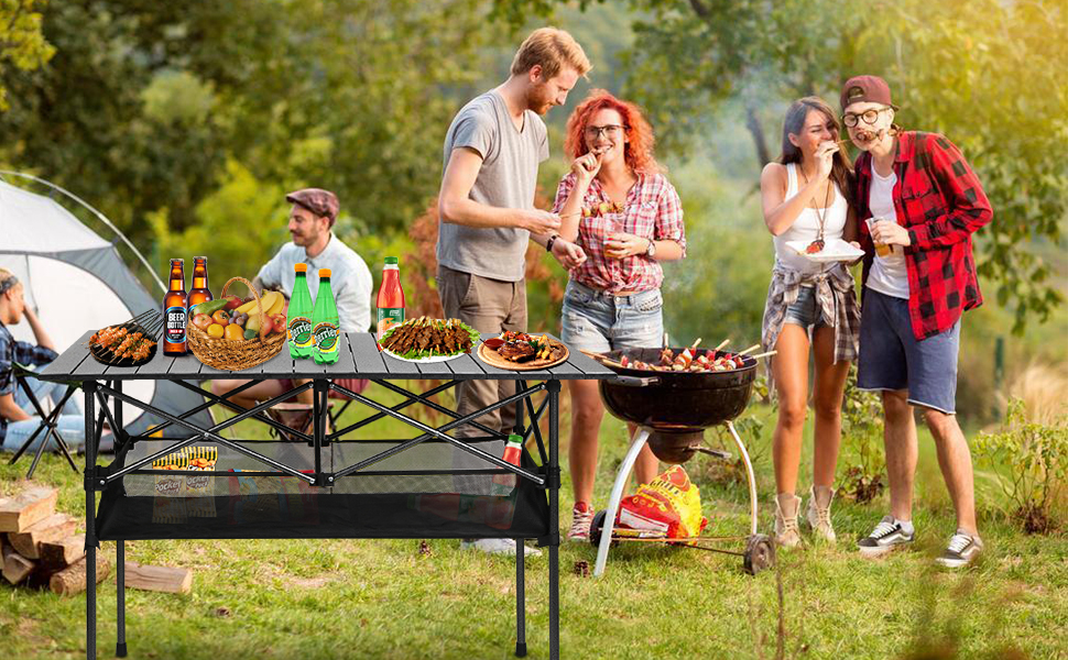 Folding Camping Table, Adjustable Height, Lightweight and Portable