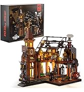 Funwhole Train-Station Lighting Building Bricks Set - Steampunk Train Station LED Light Building ...
