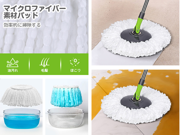 専用バケツ付きフロアモップ 6枚交換パッド付き Amazon｜ZNM 回転モップ バケツ付き フロアモップ 手洗い不要