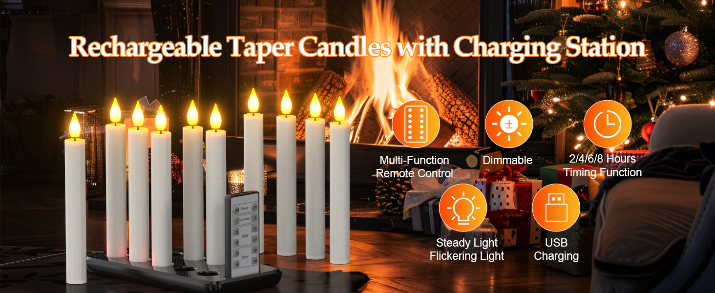 rechargeable flameless led taper candles battery operated fake electric tapered candle