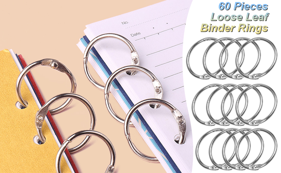 60Pcs 30mm/1.2 inch Loose Leaf Binder Rings, SPOKKI Flashcard Rings