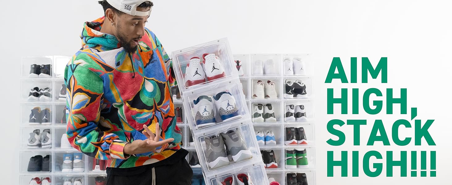 OLLIE Drop Front Hard Plastic Shoe Storage Fits Up to Size 11 Mens