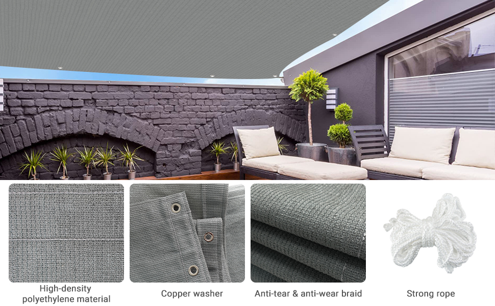 ABOSUN Outdoor Sun Shade Cloth, 8' x 20', Pergola, Deck