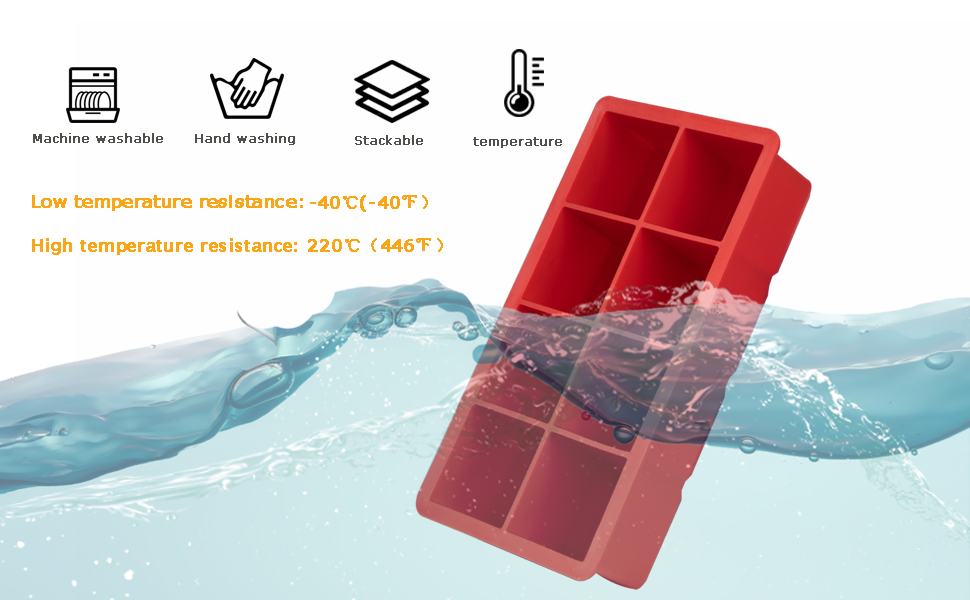 NueZoo Large Ice Cube Tray, 4 Pack Silicone Ice Cube Mold with Lid, 2 Inch Square 8