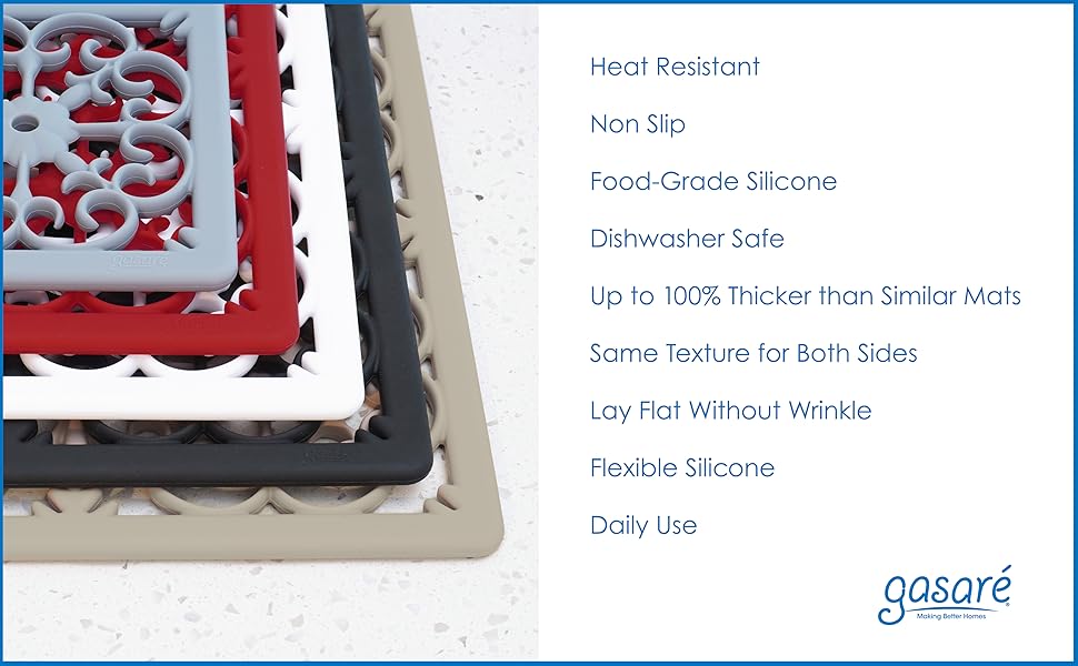 Silicone Trivets - Heat Resistant - Non-Slip - Countertop Protector