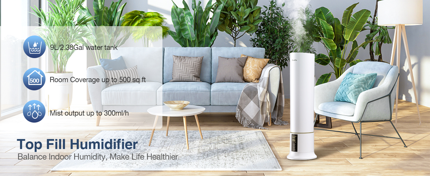 Grelife 9L Large Humidifiers for Bedroom Large Room