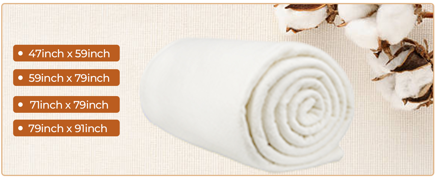 PLANTIONAL New Natural Cotton Batting for Quilts 59Inch x 79Inch