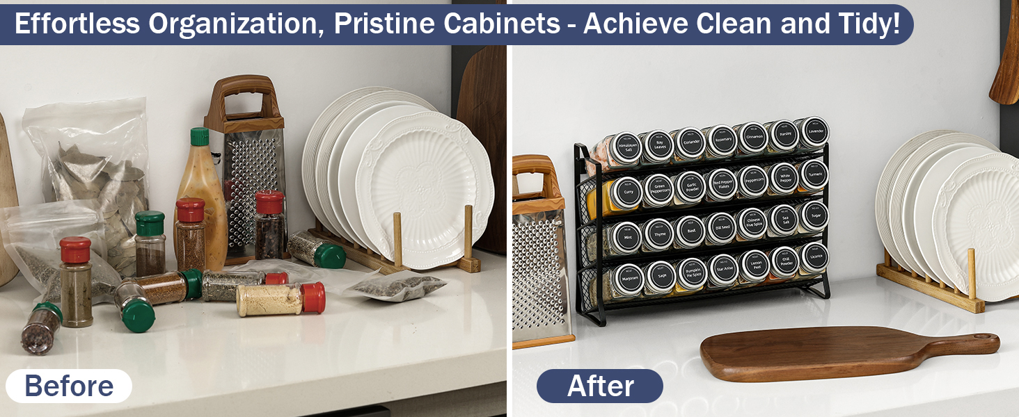 spice jars and rack