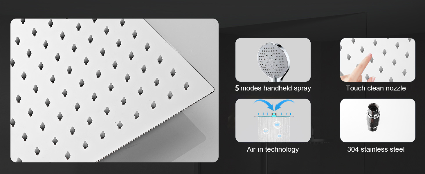 jafeton 10 inch rainfall shower head with handheld combo