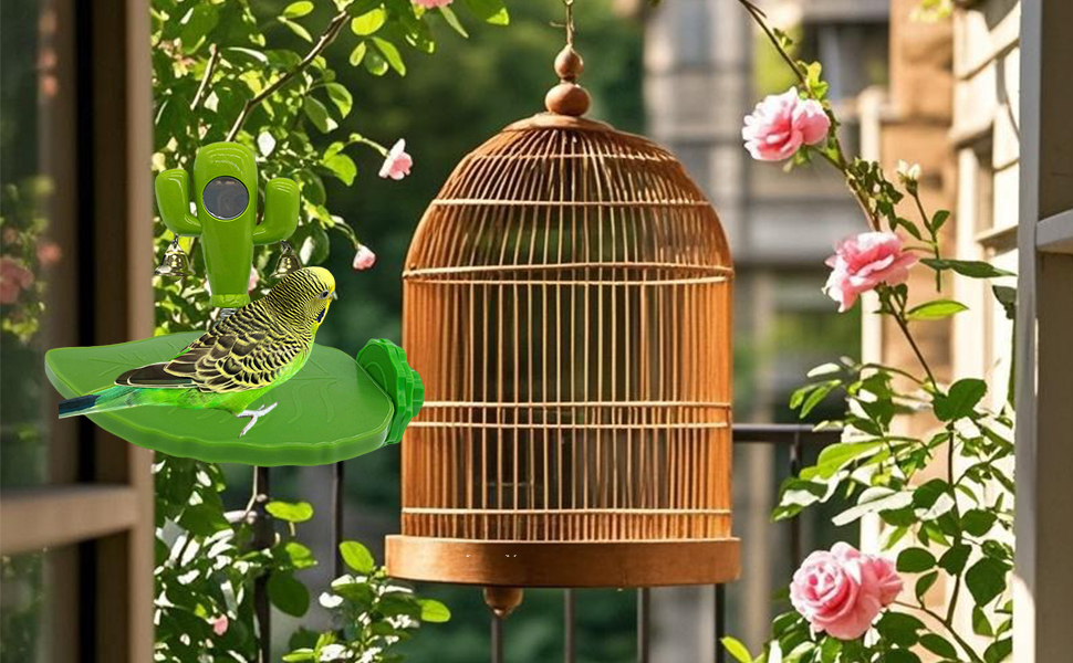 Bird Training Platform, Entertainment Stand with Mirror Bell, Bird Love Green Color Puzzle Toys