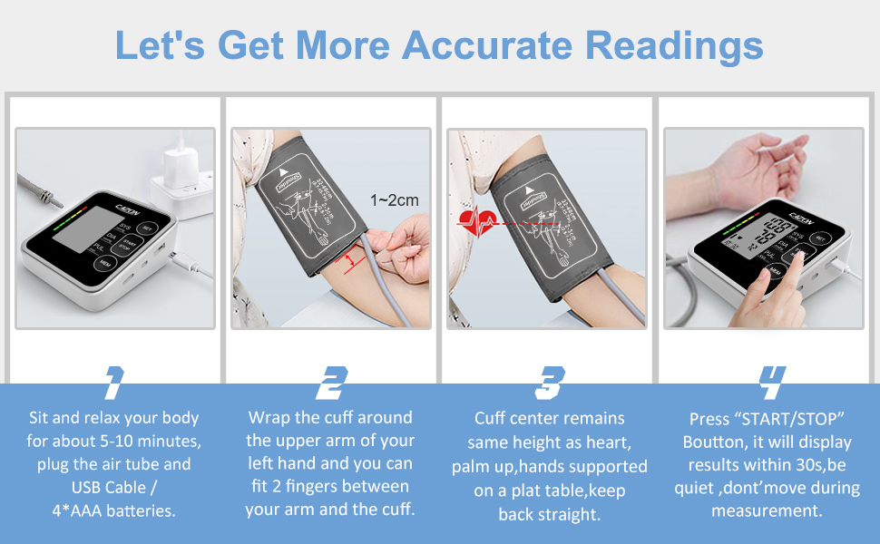 CAZON Blood Pressure Monitor Cuff Upper Arm Blood Pressure Machine Home