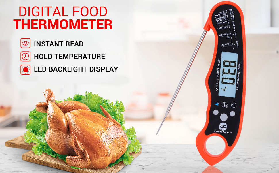Trendy Zone 21 Instant Read Digital Meat Thermometer for