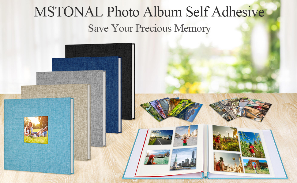 MSTONAL Photo Album Self Adhesive Pages, Scrapbook Album with Sticky Page, 40 Pages