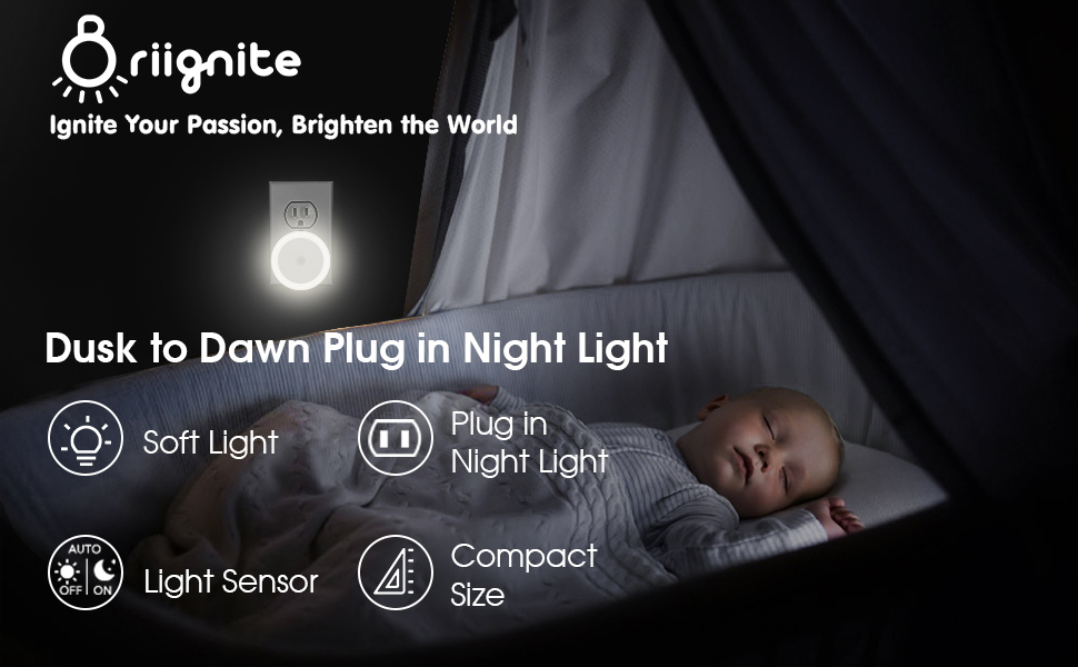 Night Light, Briignite Night Light Plug in, Kids Night Light, Auto On