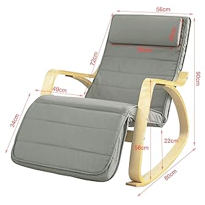 SoBuy Armchair Rocking Nursing Chair Recliner Adjustable Footrest & Removable Cushion Monther's Choice,FST16-DG 16 FST16-DG