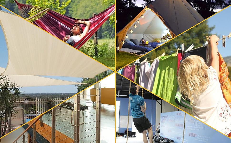 Sun Shade Sail Hardware Kit M6 Black for Garden Triangle, Awning