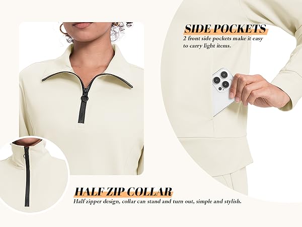 Wuitopue Women 2 Piece Outfits Casual Long Sleeve Sweatsuit Set Lounge Wear Sets Oversized Half Zip Sweatshirt Wide Leg Sweatpant Tracksuit With Pockets Y2k Streetwear Sportwear