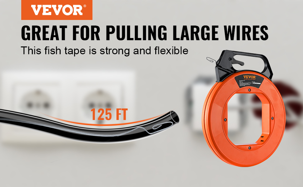 VEVOR Fish Tape, 240foot, 1/8inch, Steel Wire Puller with Optimized